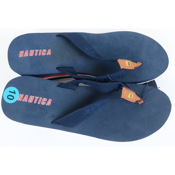 Nautica Women's 10 Red White Blue Thong Wedge Slip-on Sandal Beach Patriotic NEW - Picture 3 of 6
